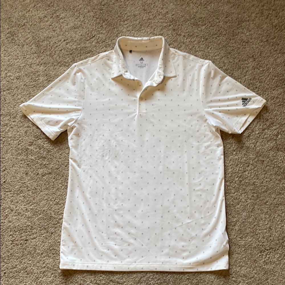 Adidas Men's Primegreen White Pattern Polo Shirt